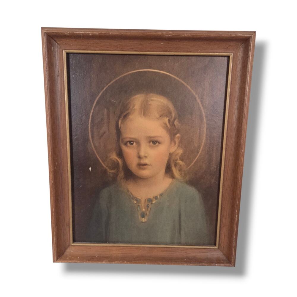 Vintage Mary Most Holy Lithograph C Bosseron Chambers Mother of Jesus as a Child